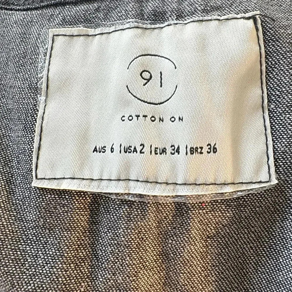 91 Cotton On Black Charcoal Denim Zip Front Tie Belt Jumpsuit Romper Women's 2 - Picture 4 of 9